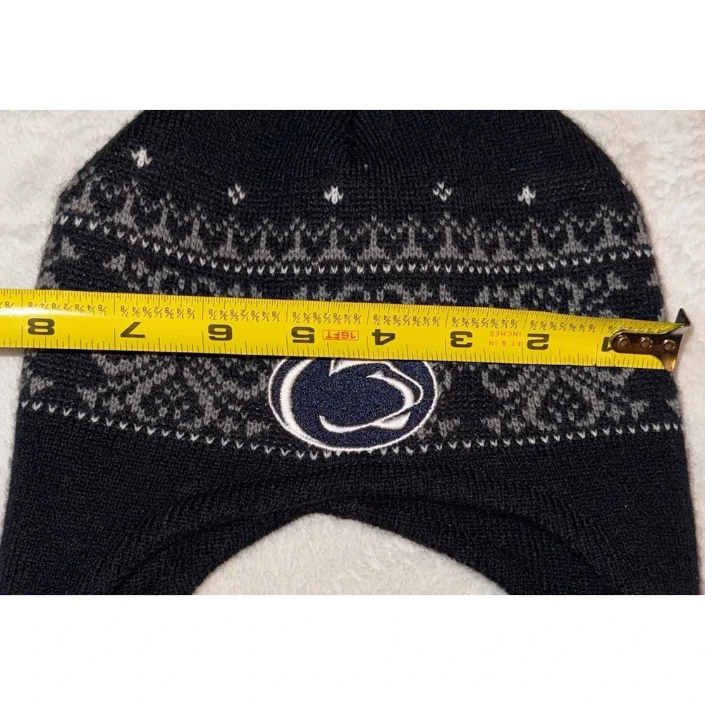 Penn State Winter Trapper Hat Fair Isle Pom Pom Tassels Youth One Size Navy